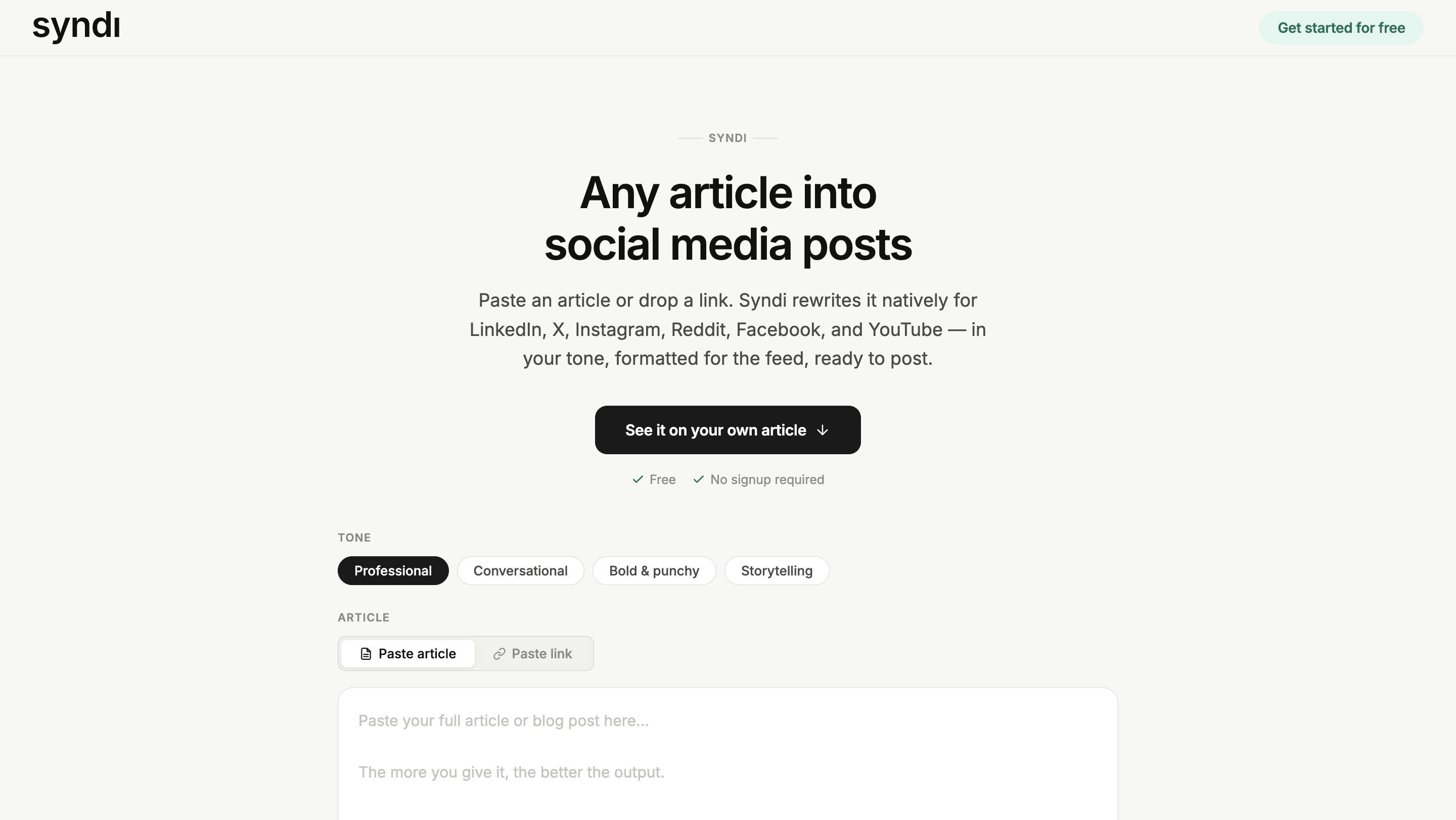 Syndi product screenshot